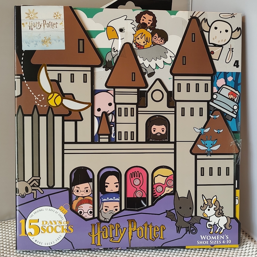 Harry Potter Hogwarts 15 days of socks Advent Calendar Women's shoe size 4-10